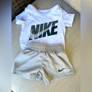 Nike, Grey, Short Sleeve, Onesie and Grey, Shorts, Size 3 Months